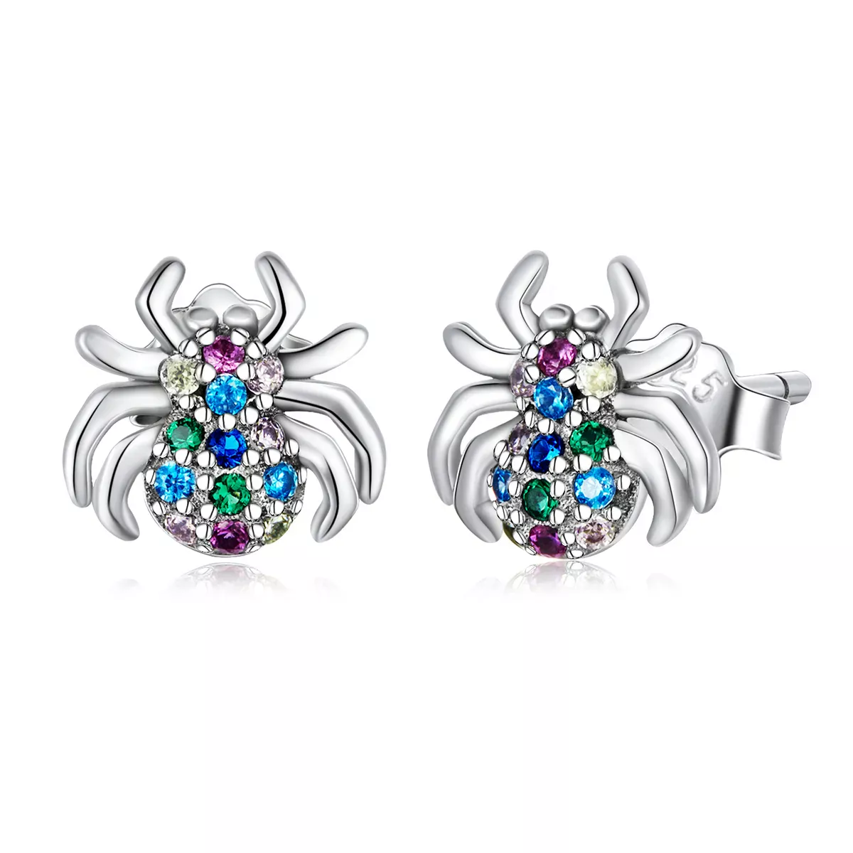 Pandora Style Colorful Spider Stud Earrings - BSE561