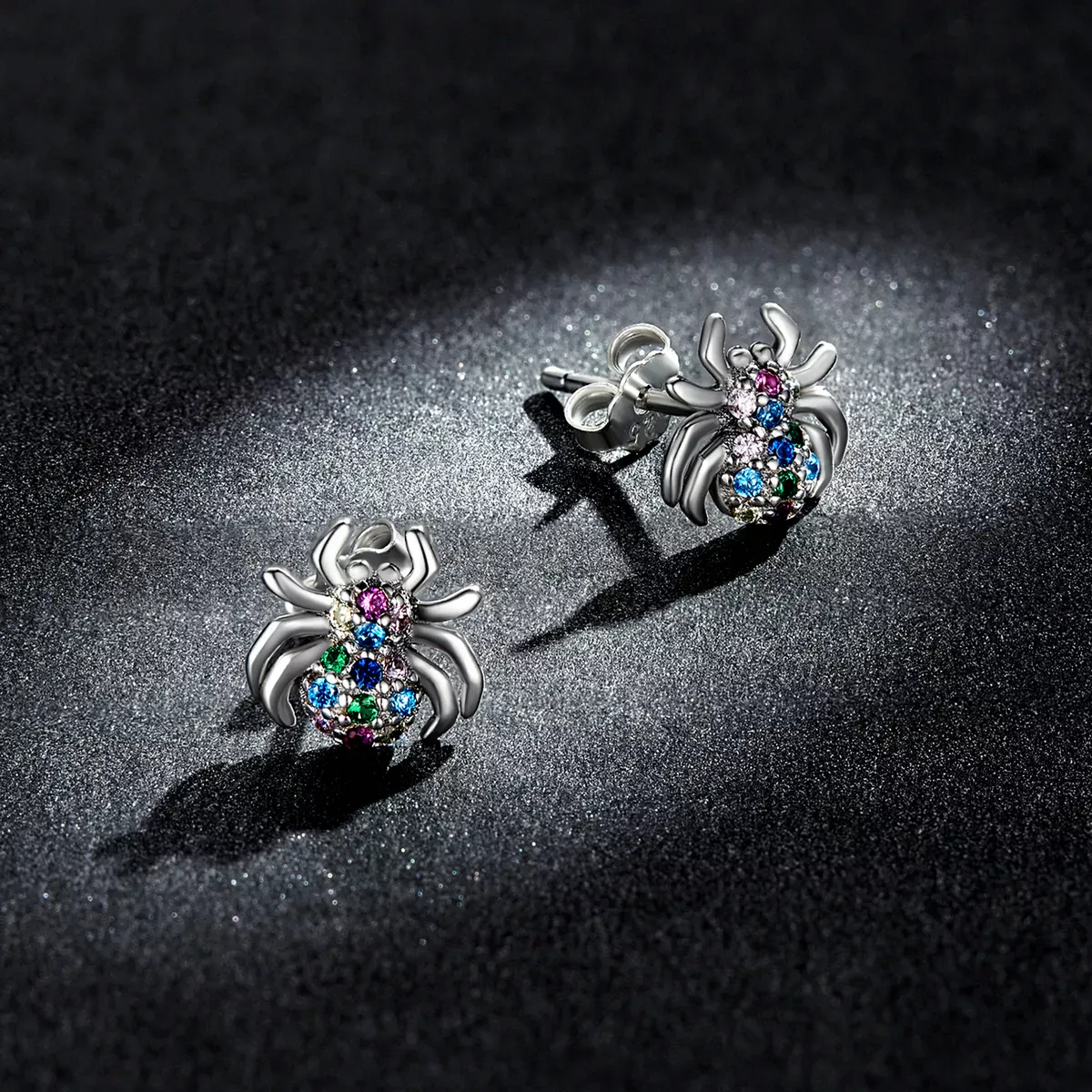 Pandora Style Colorful Spider Stud Earrings - BSE561