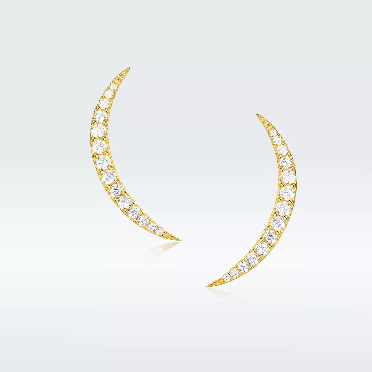 Pandora Style Crescent Moon Stud Earrings - BSE314