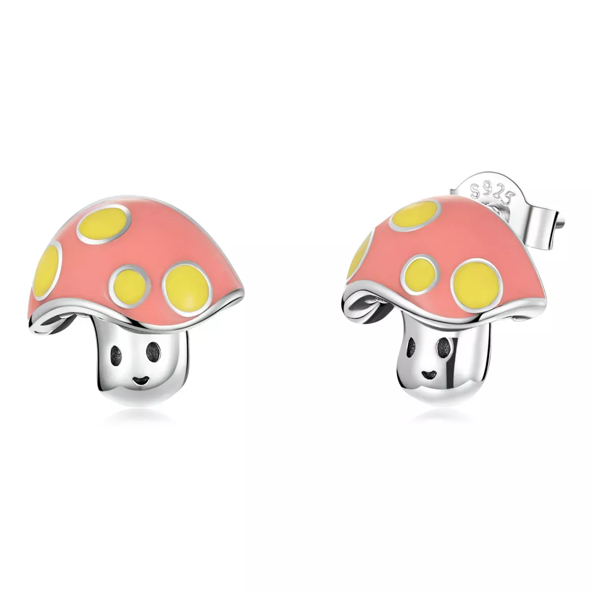 Pandora Style Cute Little Mushroom Stud Earrings - SCE1336 Pandora Style Cute Little Mushroom Stud Earrings - SCE1336
