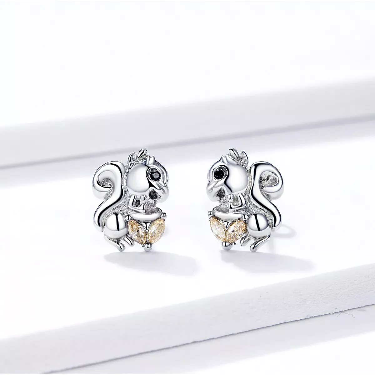 Pandora Style Cute Squirrel Stud Earrings - BSE417