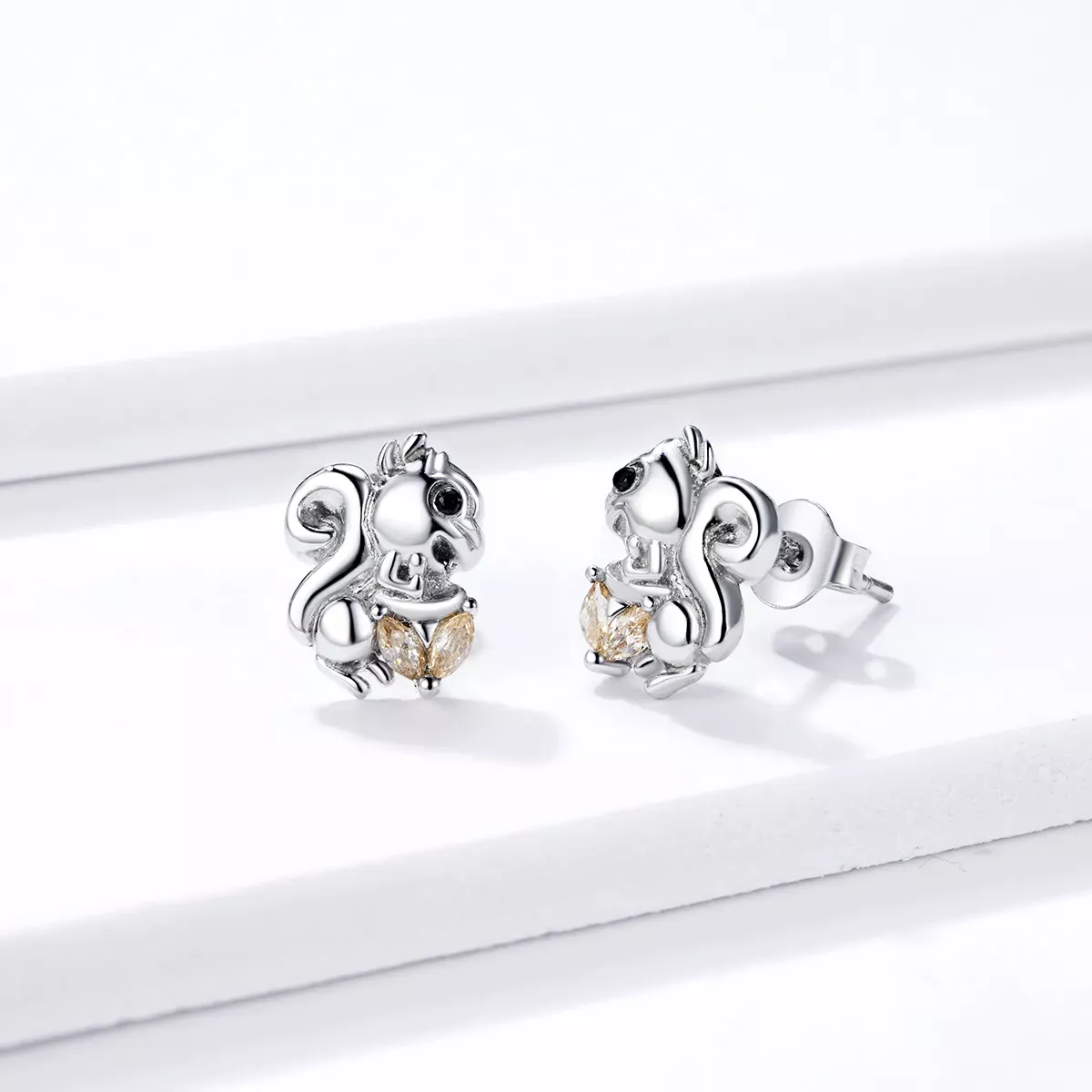 Pandora Style Cute Squirrel Stud Earrings - BSE417