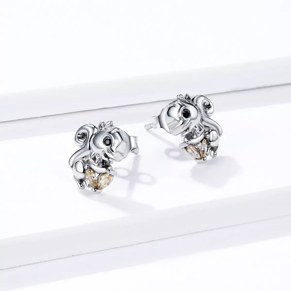 Pandora Style Cute Squirrel Stud Earrings - BSE417