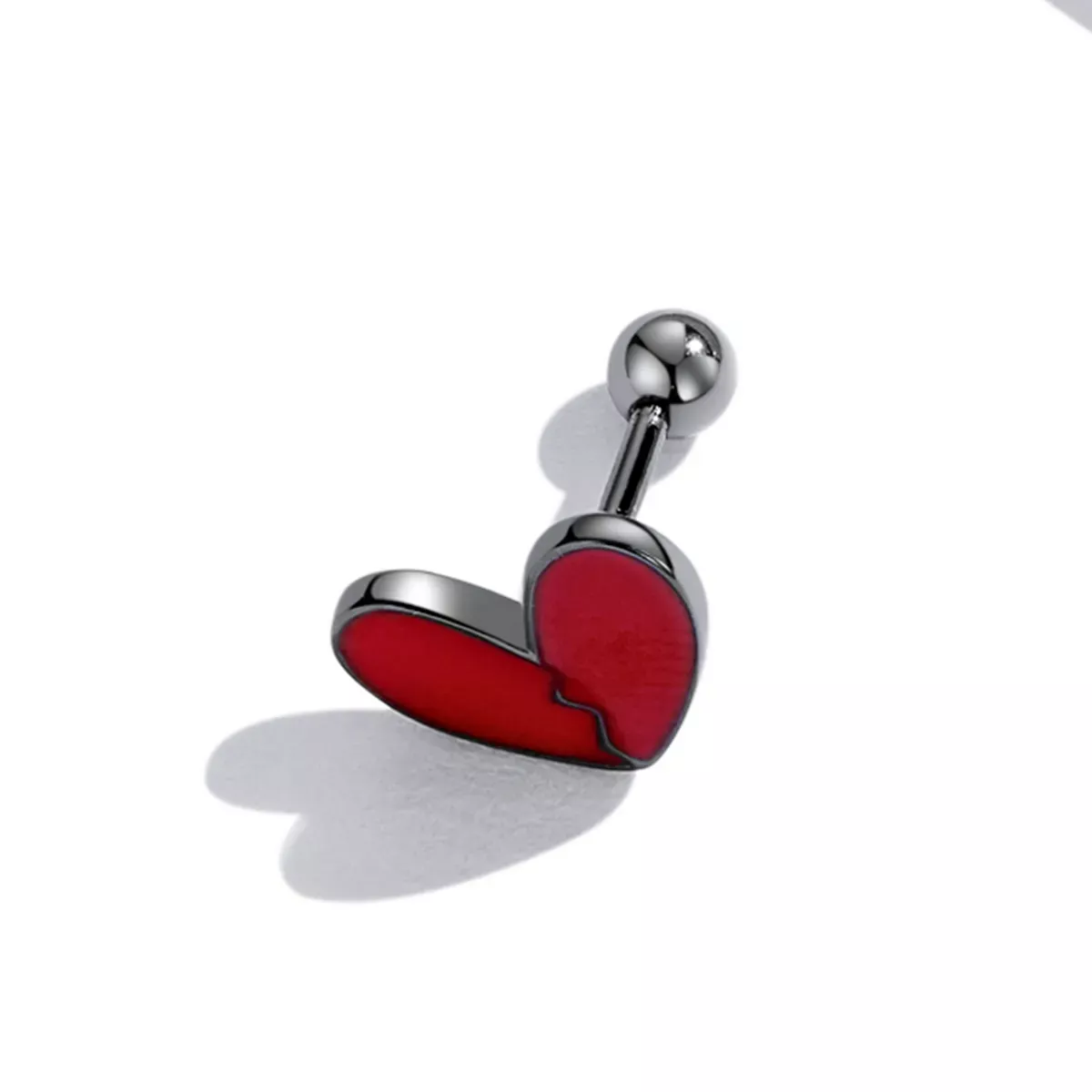 Pandora Style Dark Heart Stud Earrings - SCE1326