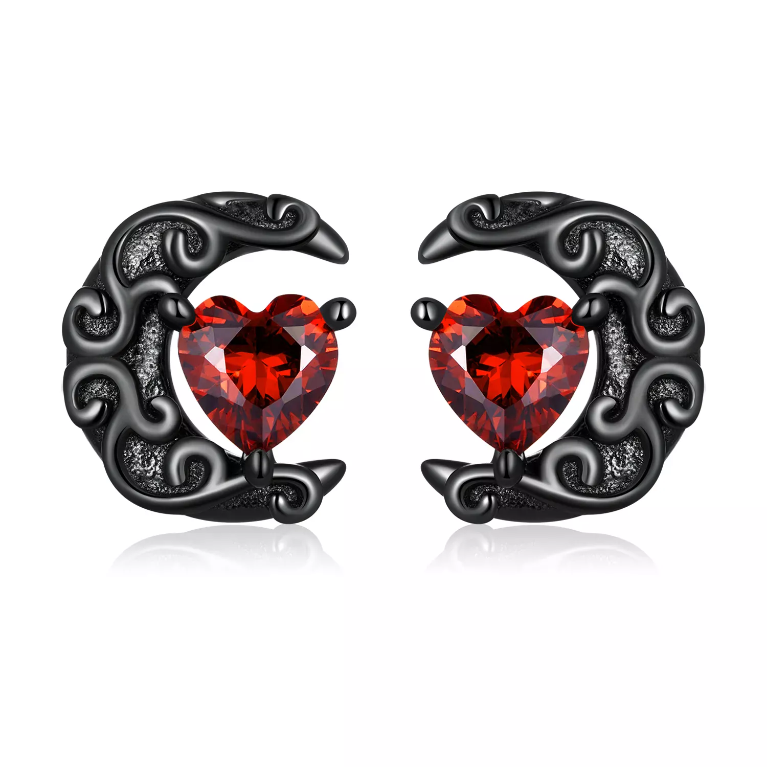 Pandora Style Dark Night Moonlight Stud Earrings - SCE1519