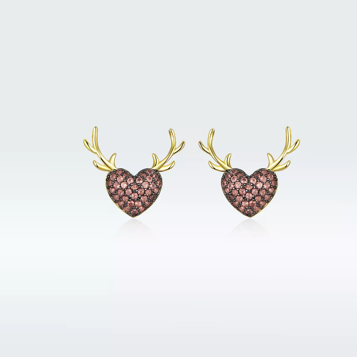 Pandora Style Deer Love Stud Earrings - BSE313