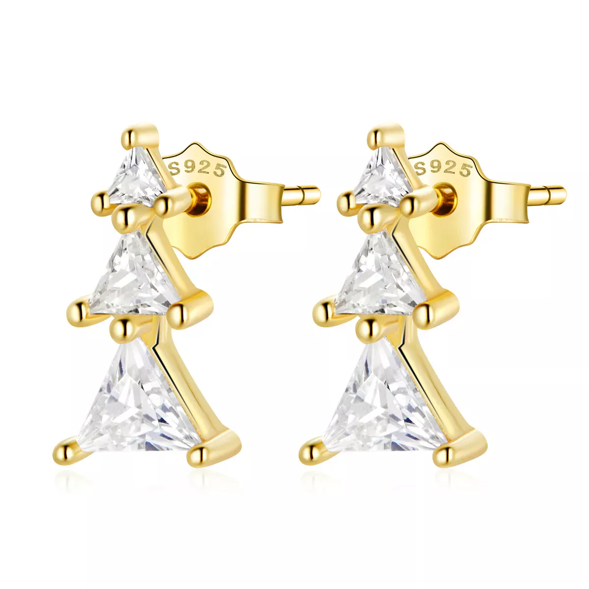 Pandora Style Delicate Christmas Tree Stud Earrings - SCE1268-B