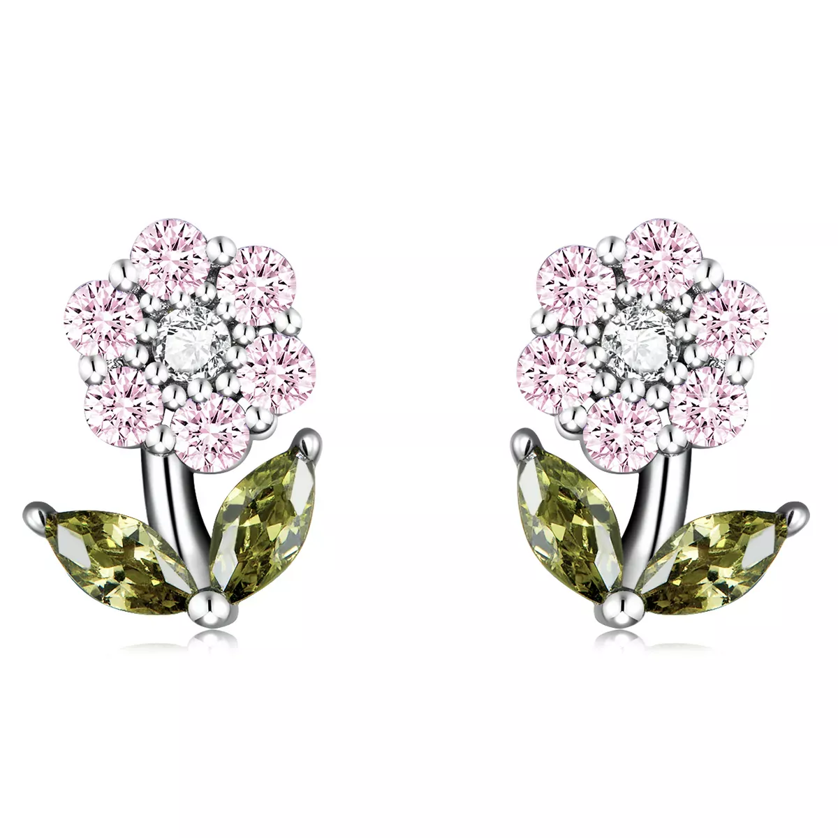 Pandora Style Delicate Flowers Stud Earrings - BSE592-PK