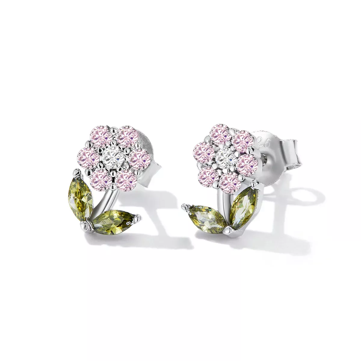Pandora Style Delicate Flowers Stud Earrings - BSE592-PK
