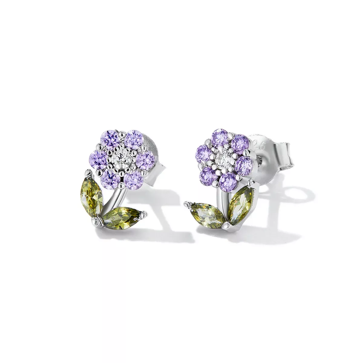 Pandora Style Delicate Flowers Stud Earrings - BSE592-VT