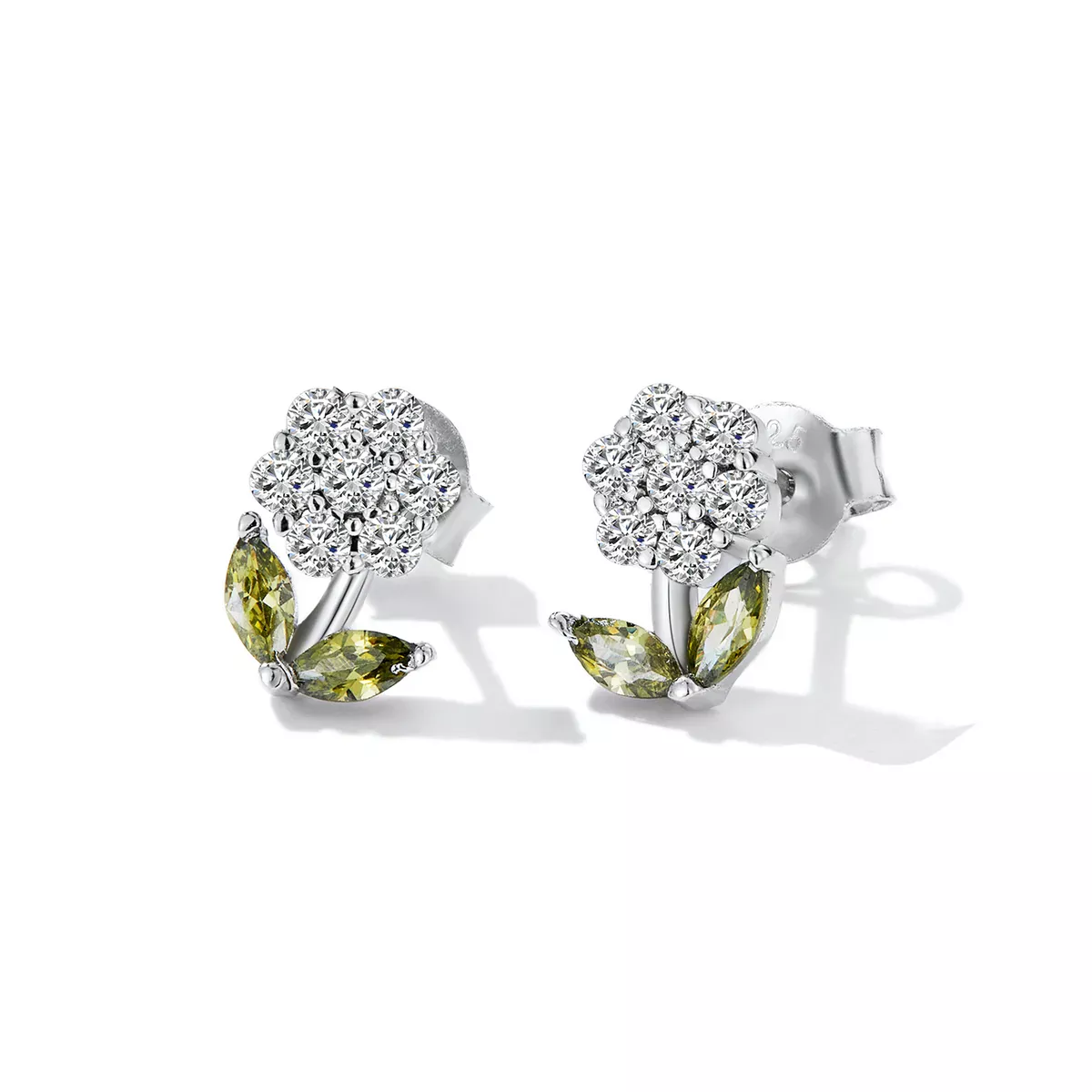 Pandora Style Delicate Flowers Stud Earrings - BSE592-WH