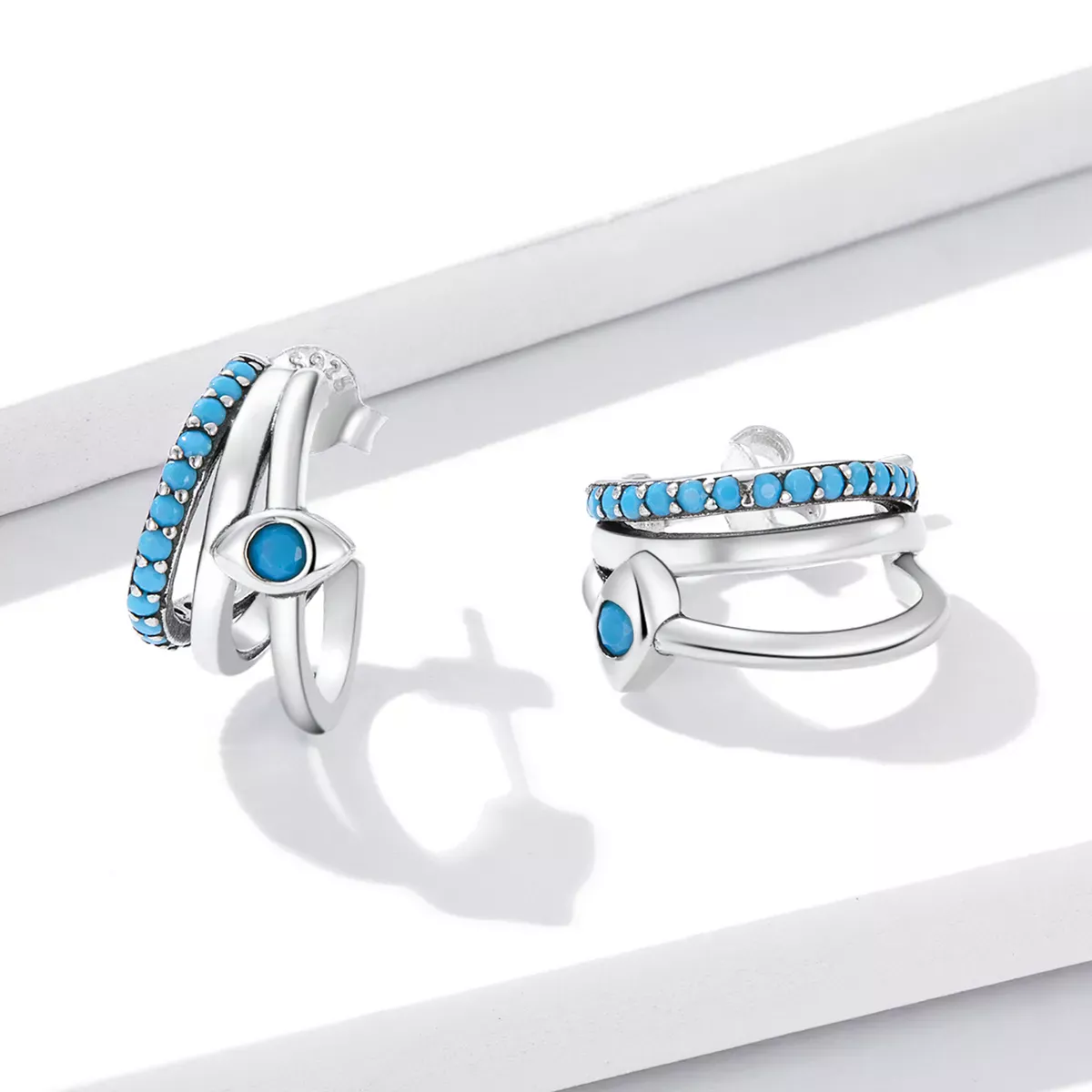 Pandora Style Devil's Eye Circle Stud Earrings - BSE571