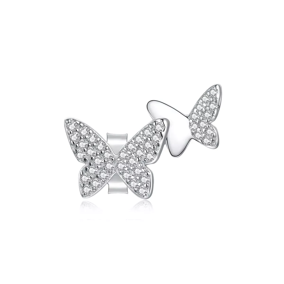 Pandora Style Double Butterfly Stud Earrings - SCE1070