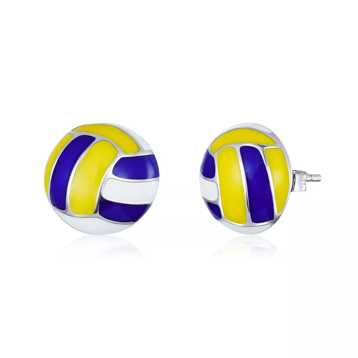 Pandora Style Dynamic Volleyball Stud Earrings - SCE902 Pandora Style Dynamic Volleyball Stud Earrings - SCE902