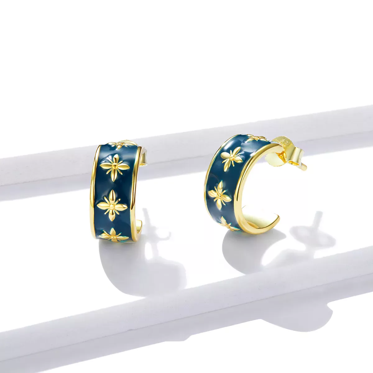 Pandora Style Elegant Orchid Stud Earrings - BSE428