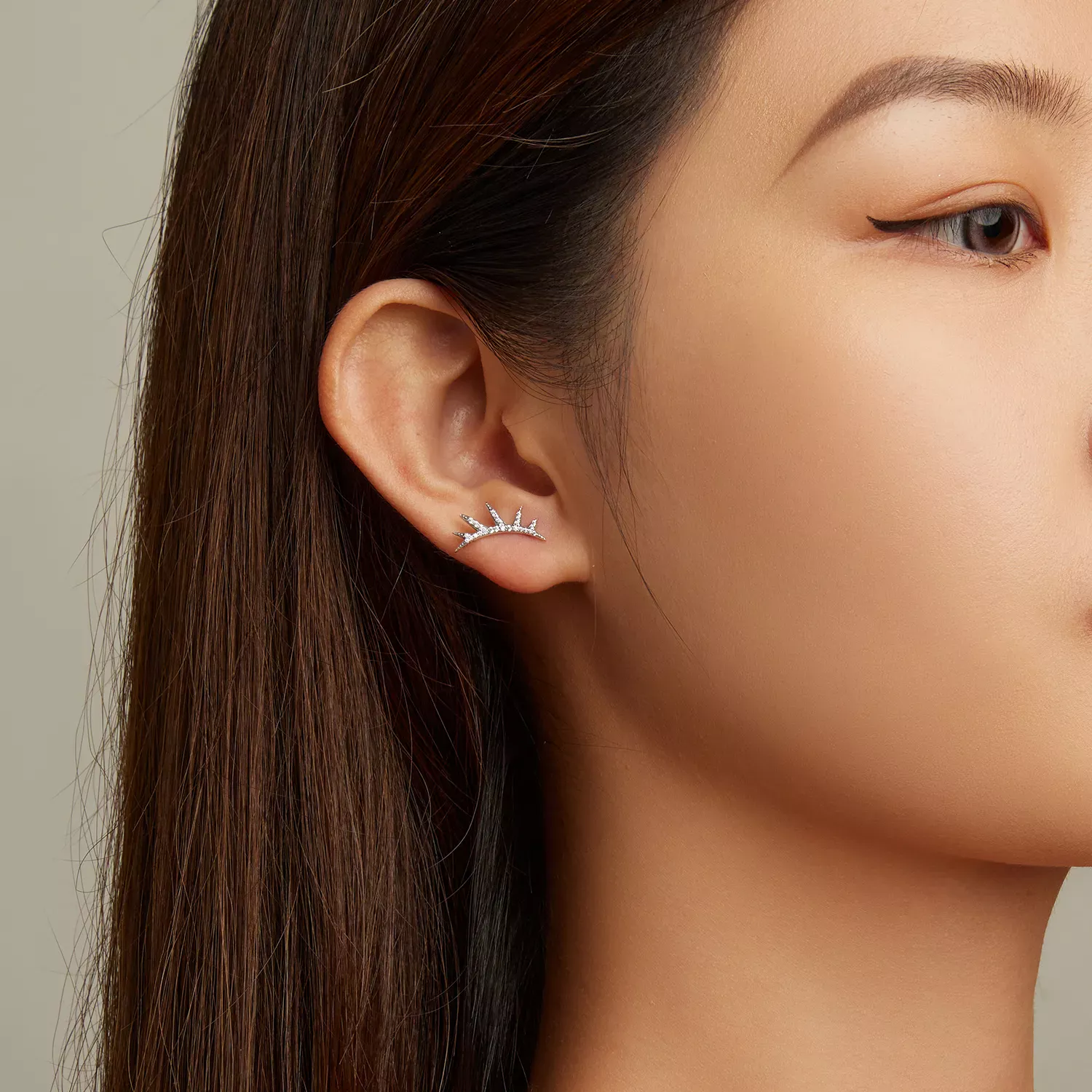 Pandora Style Eyelash Stud Earrings - BSE681