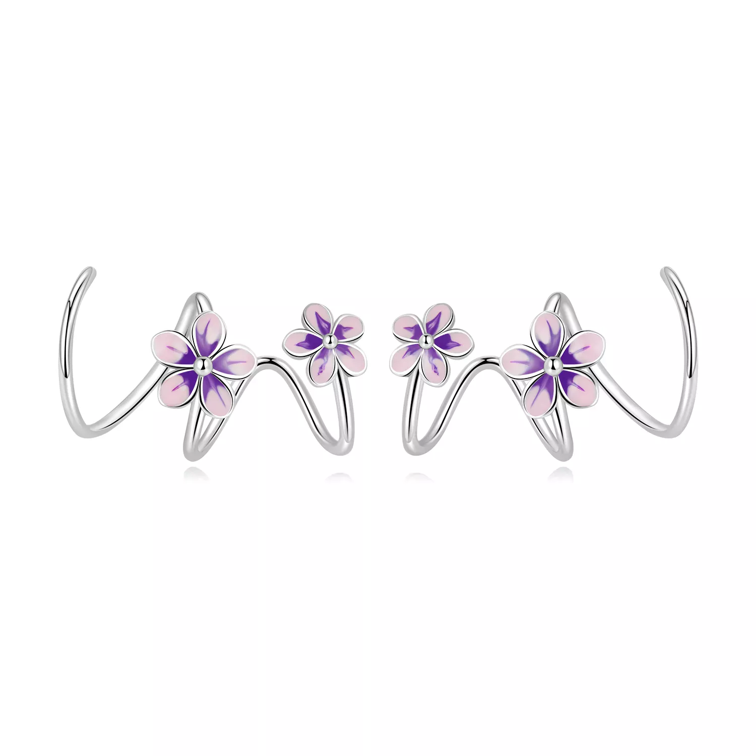 Pandora Style Flowers Stud Earrings - SCE1462