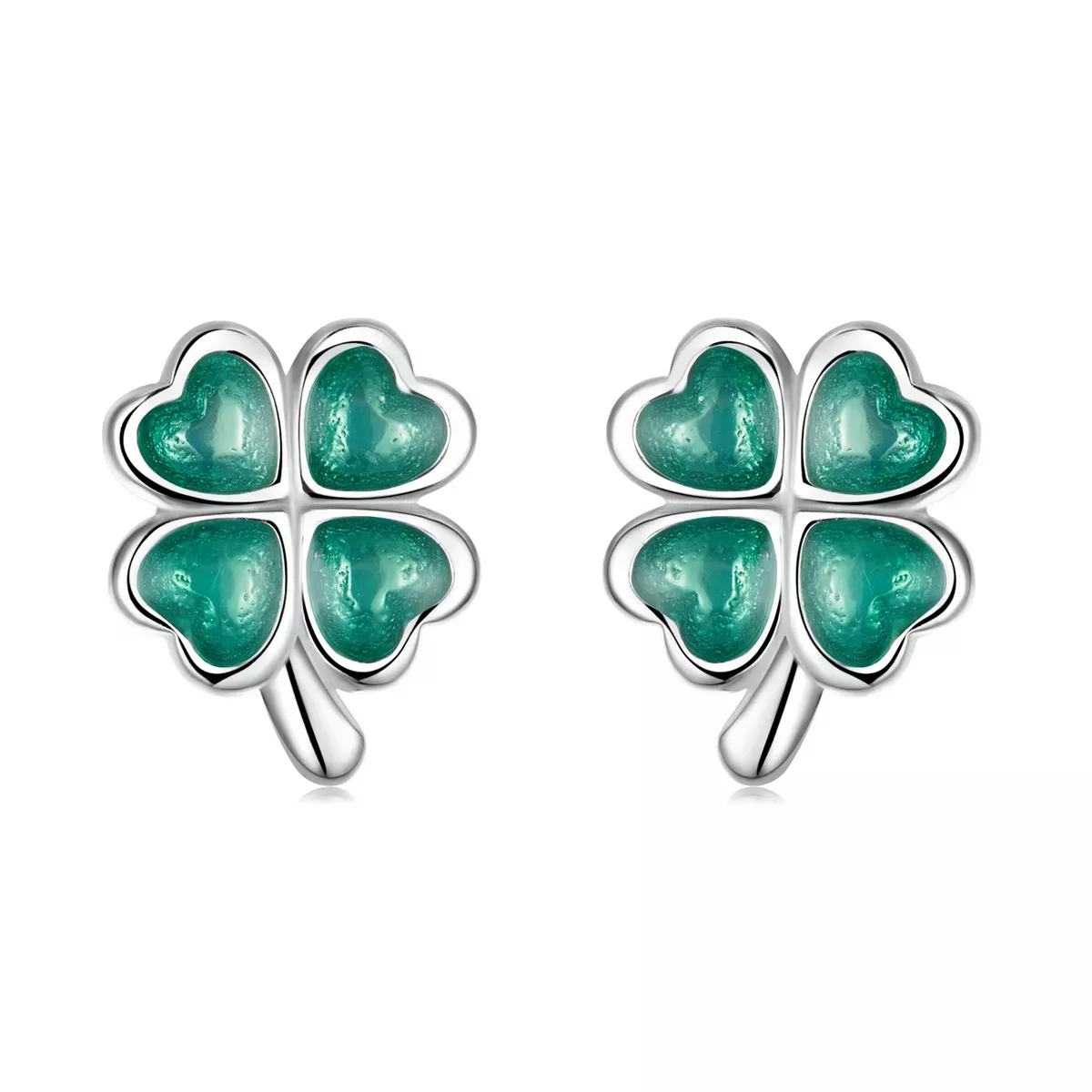 Pandora Style Four Leaf Clover Stud Earrings - SCE1346