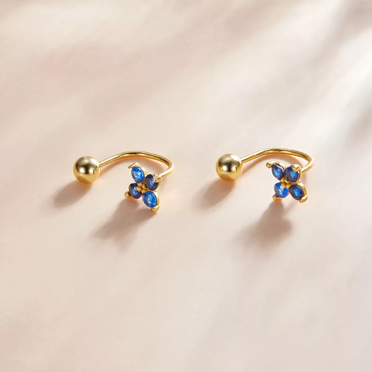Pandora Style Four-Petal Flower Stud Earrings - SCE1177-B