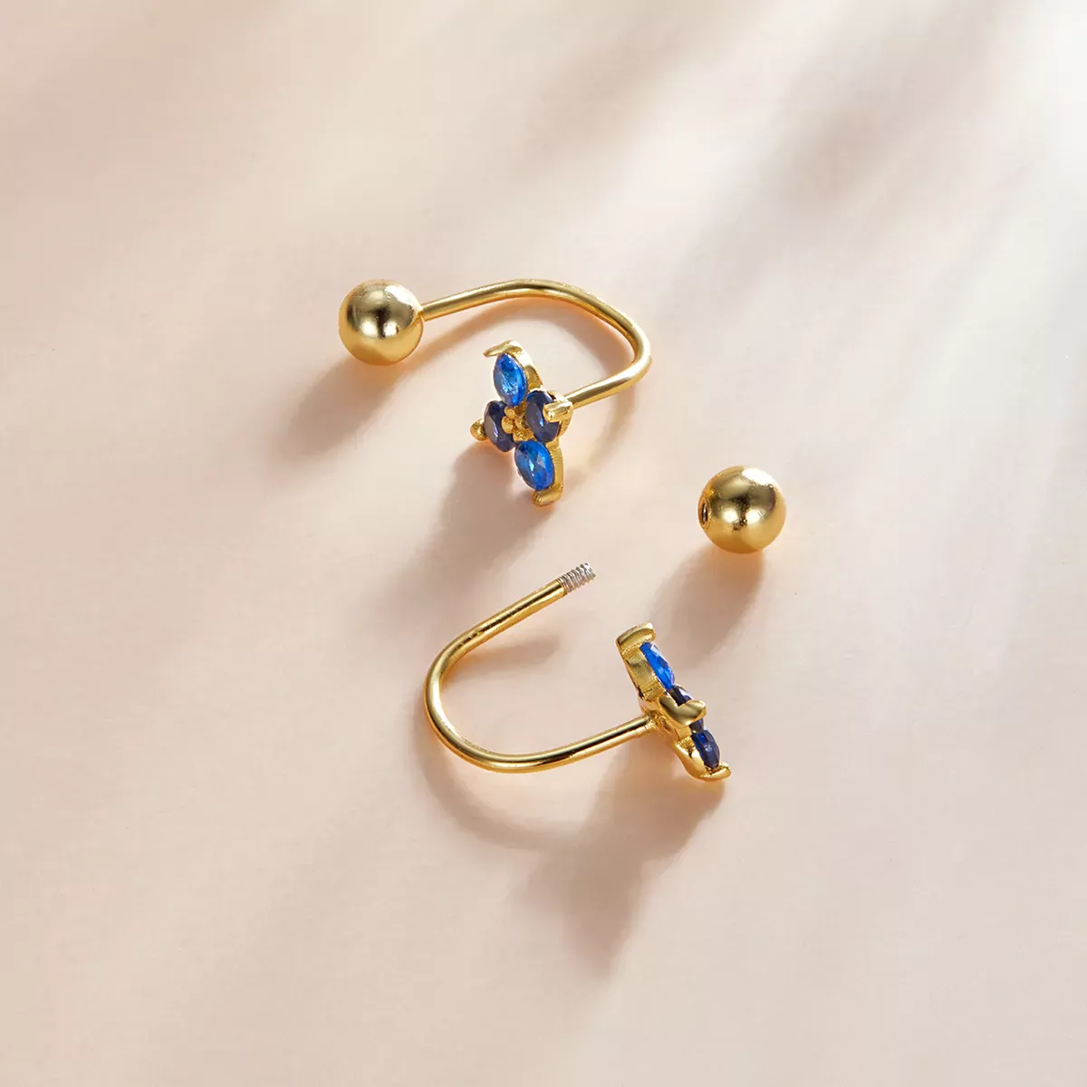 Pandora Style Four-Petal Flower Stud Earrings - SCE1177-B
