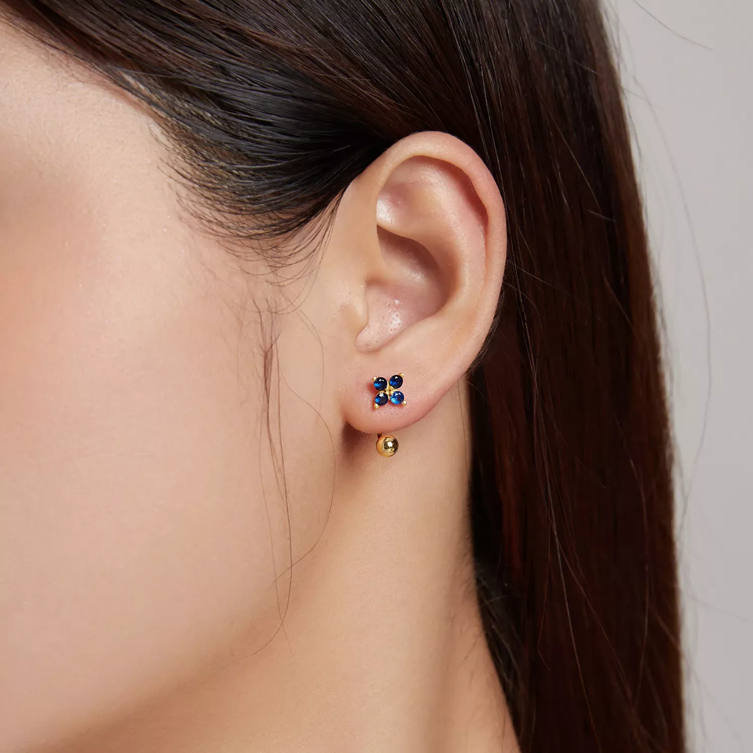 Pandora Style Four-Petal Flower Stud Earrings - SCE1177-B