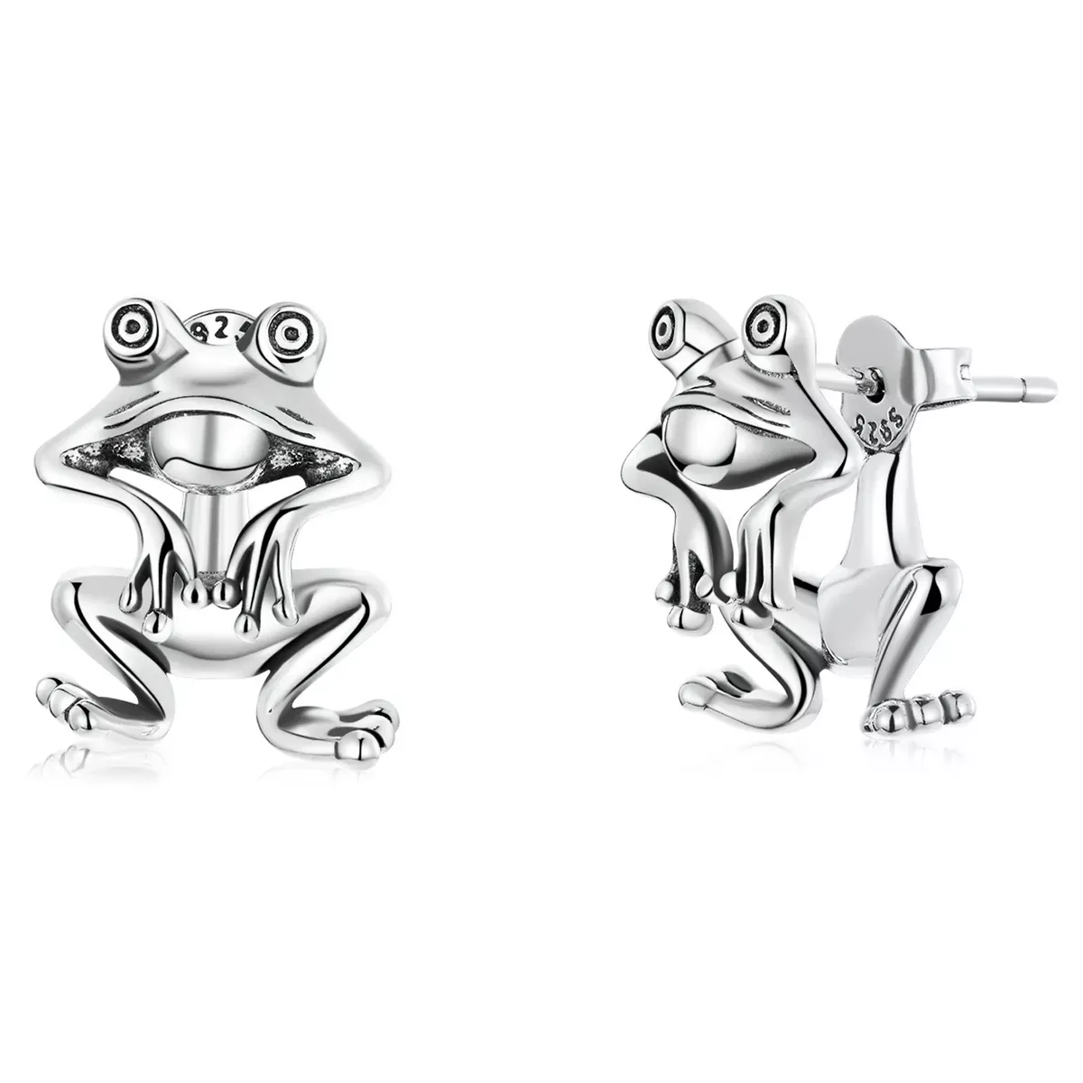Pandora Style Funny Frog Stud Earrings - SCE1324