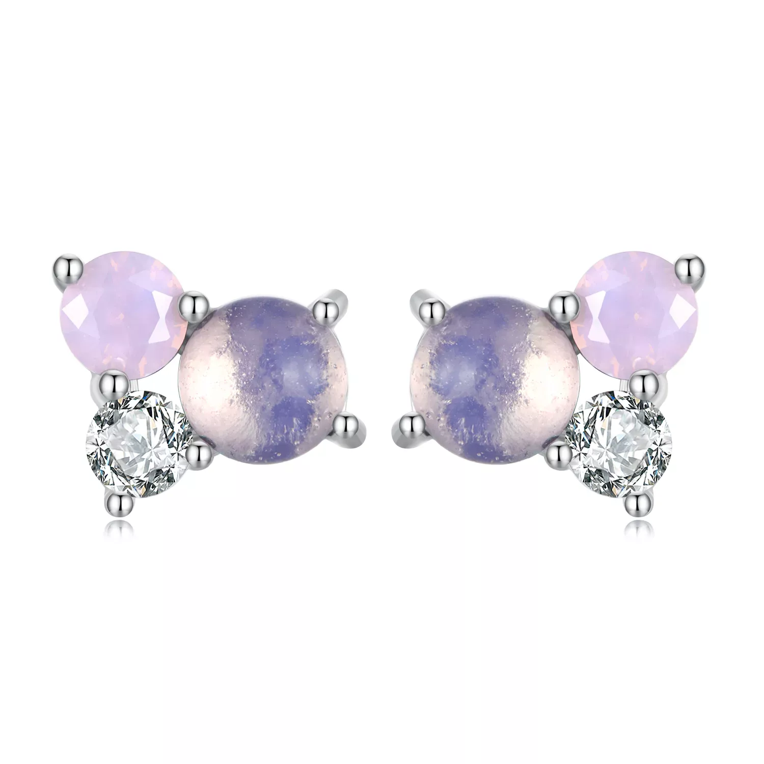 Pandora Style Gem Stitching Stud Earrings - SCE1451