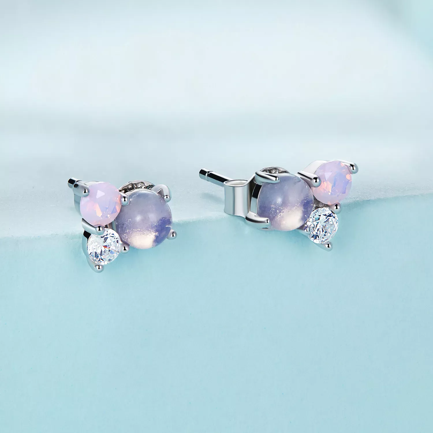 Pandora Style Gem Stitching Stud Earrings - SCE1451