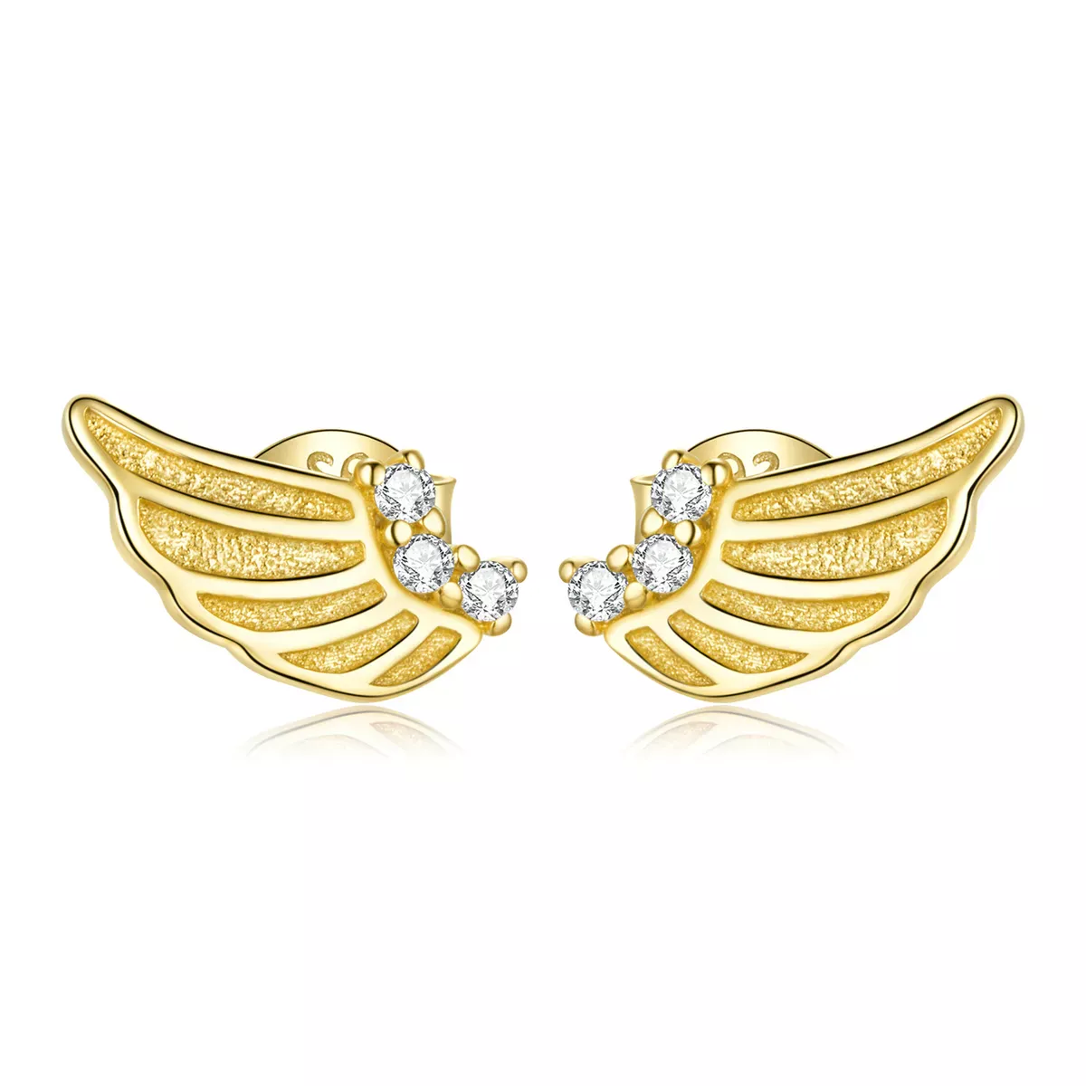 Pandora Style Golden Wings Stud Earrings - BSE524