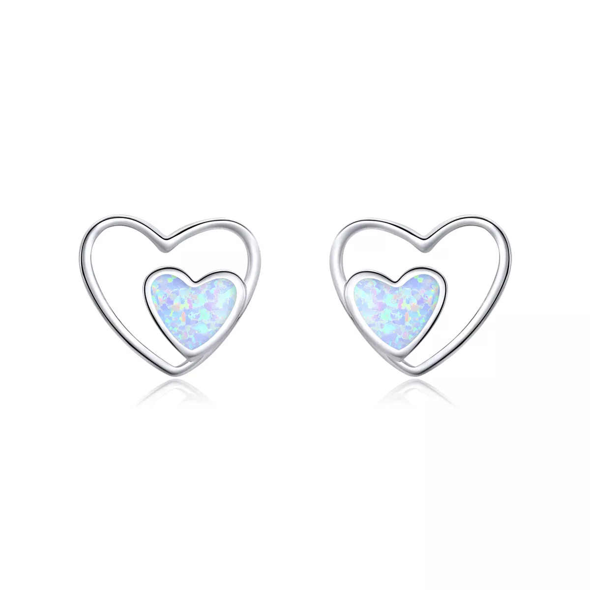 Pandora Style Heart Center Stud Earrings - SCE858 Pandora Style Heart Center Stud Earrings - SCE858