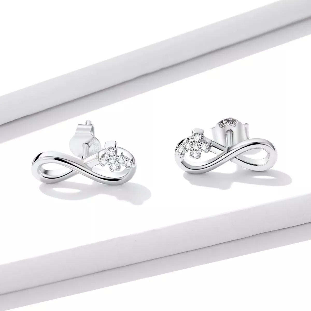 Pandora Style Infinity Symbol - Refined Stud Earrings - BSE544