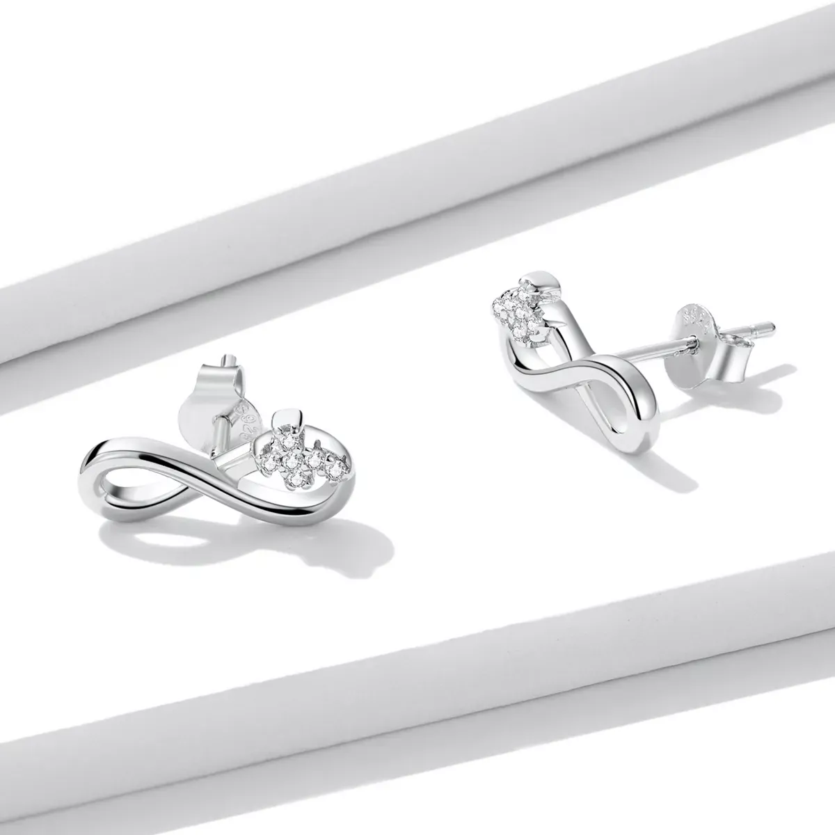 Pandora Style Infinity Symbol - Refined Stud Earrings - BSE544