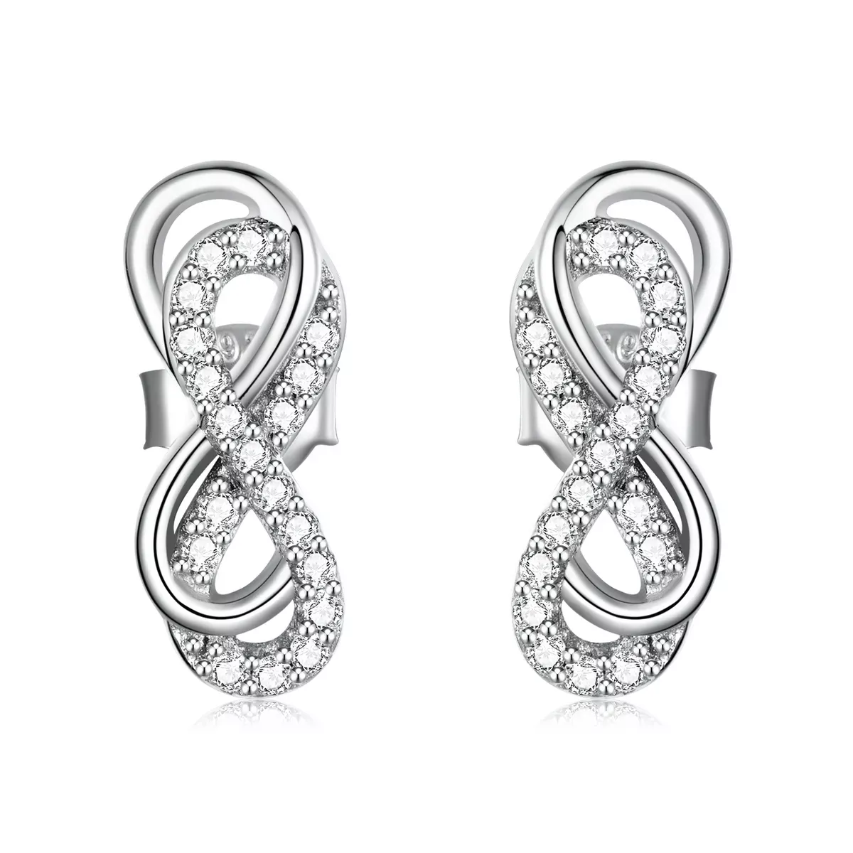 Pandora Style Infinity Symbols - Double Layer Stud Earrings - BSE542