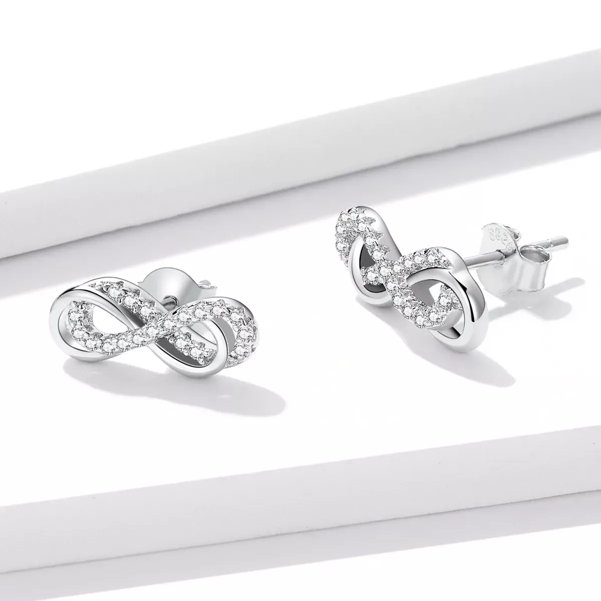 Pandora Style Infinity Symbols - Double Layer Stud Earrings - BSE542
