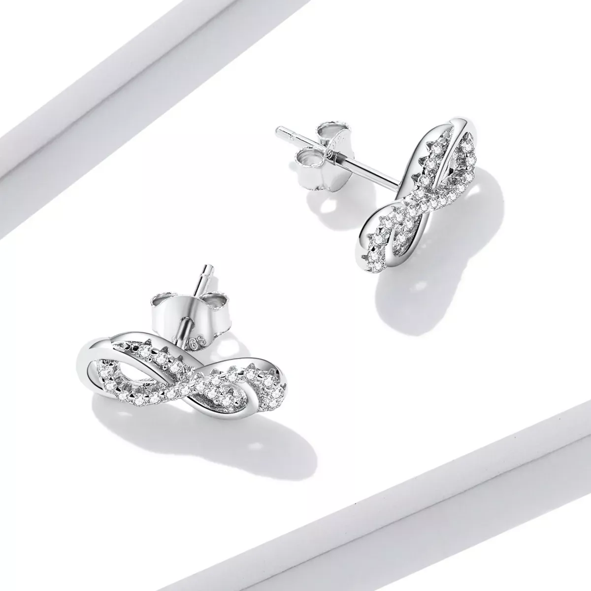 Pandora Style Infinity Symbols - Double Layer Stud Earrings - BSE542