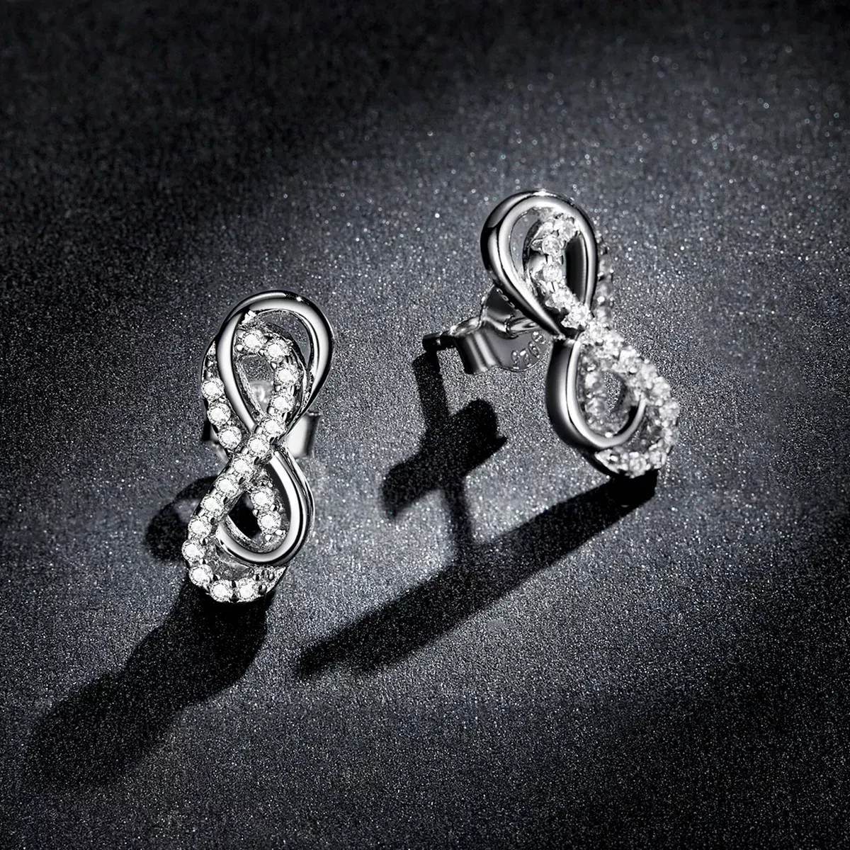 Pandora Style Infinity Symbols - Double Layer Stud Earrings - BSE542