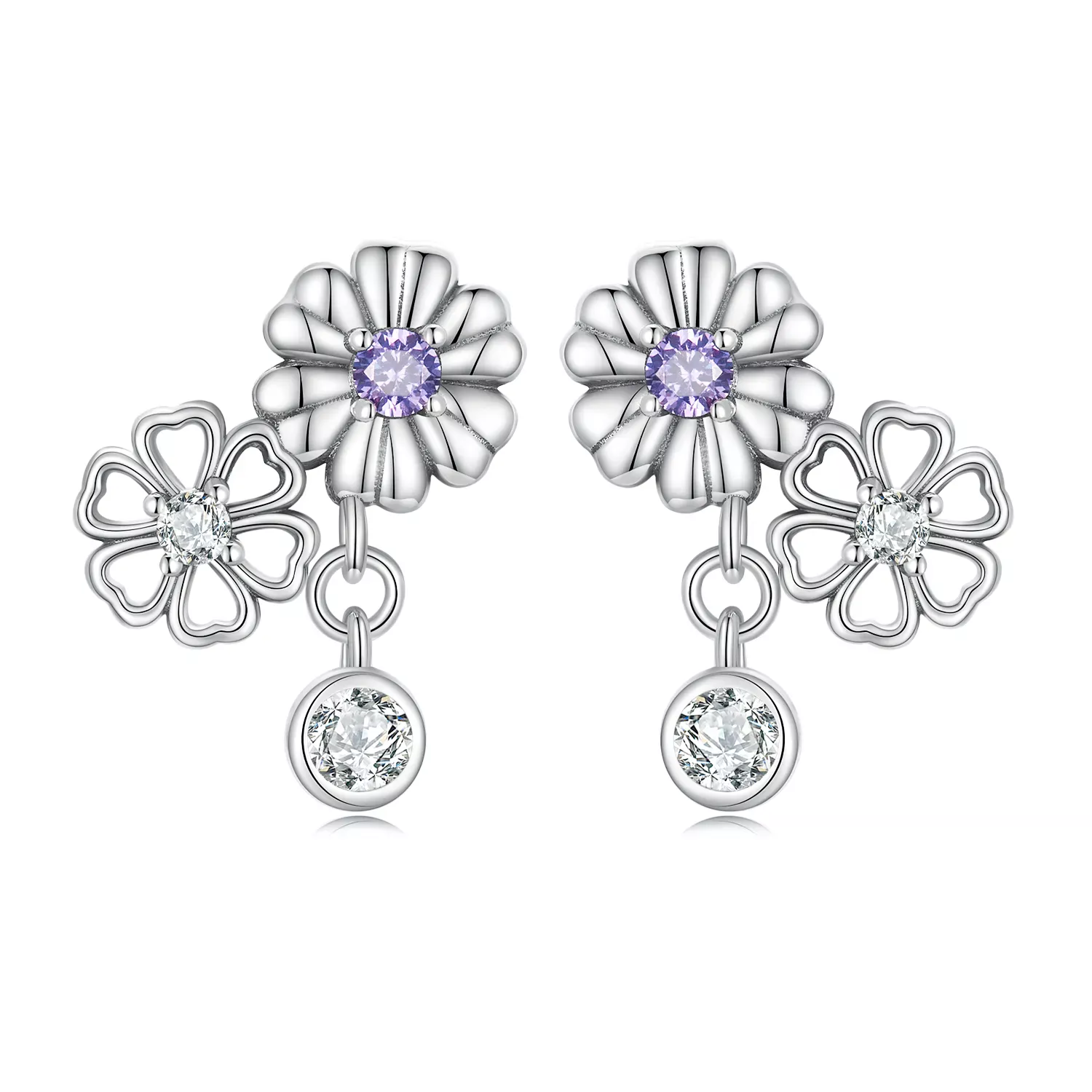 Pandora Style Little Daisy Stud Earrings - SCE1514