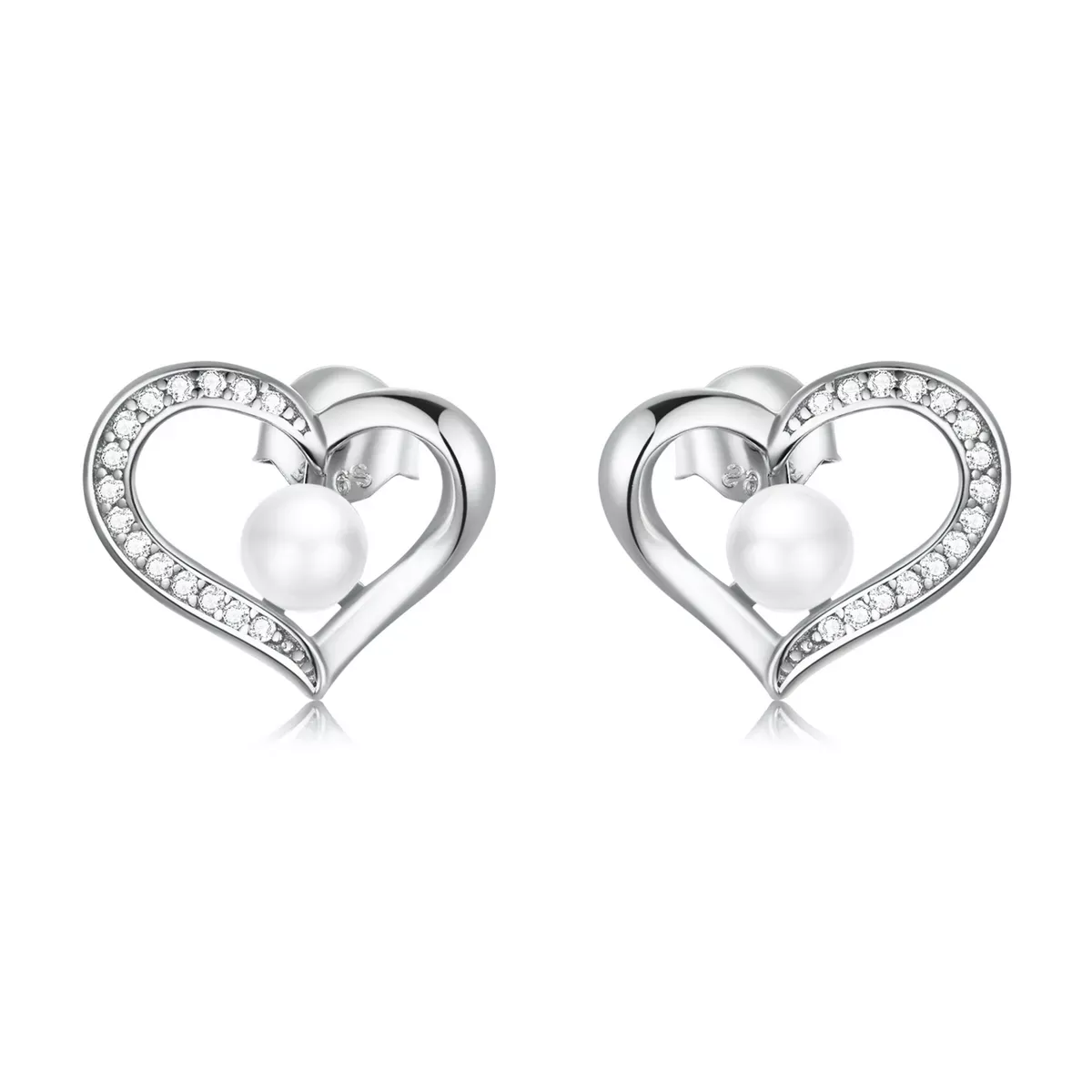 Pandora Style Love Shell Beads - Simple Stud Earrings - BSE550-A