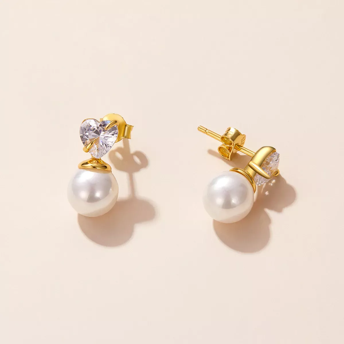 Pandora Style Love Shell Beads Stud Earrings - SCE1318