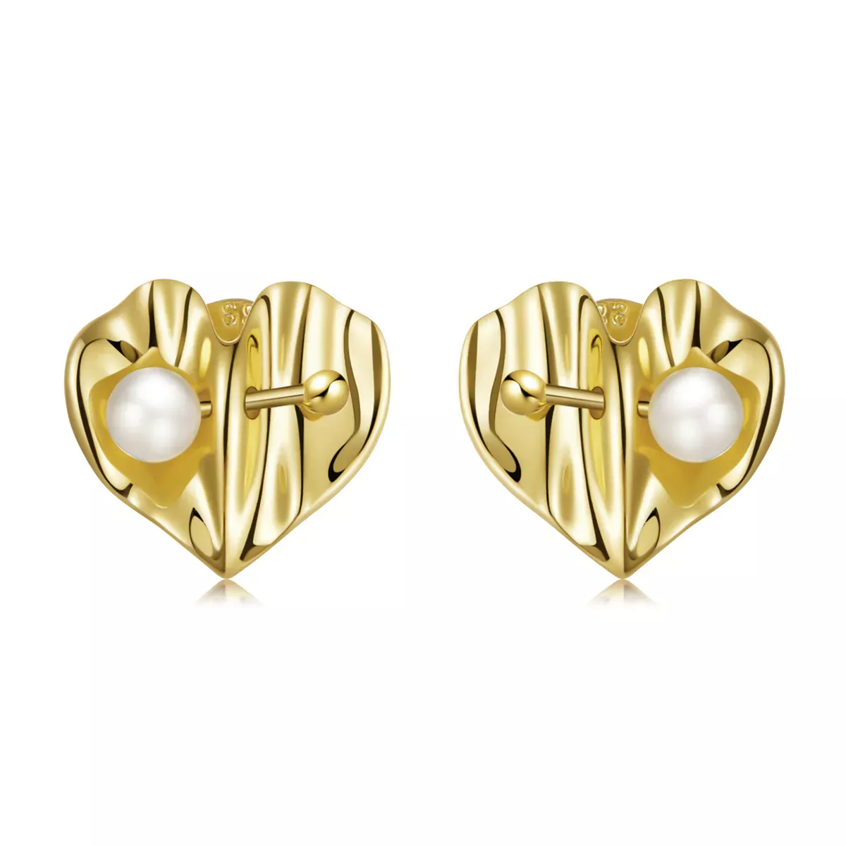 Pandora Style Love Shell Beads - Texture Stud Earrings - BSE551
