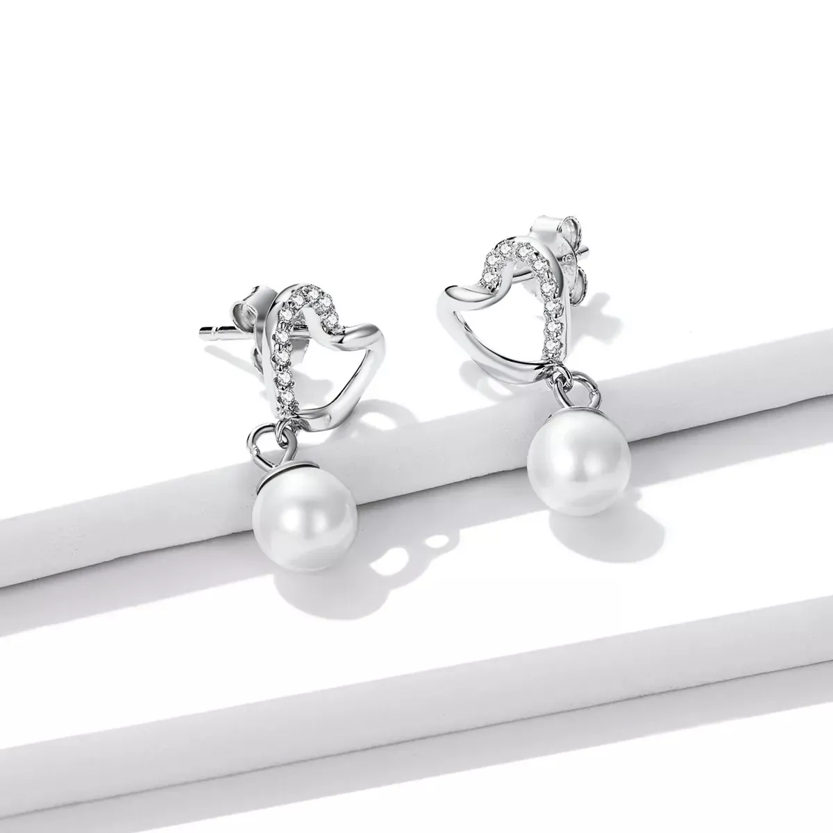 Pandora Style Love Shell Beads-Elegant Stud Earrings - BSE552