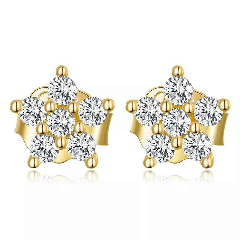 Pandora Style Mini Flower Stud Earrings - BSE598-B