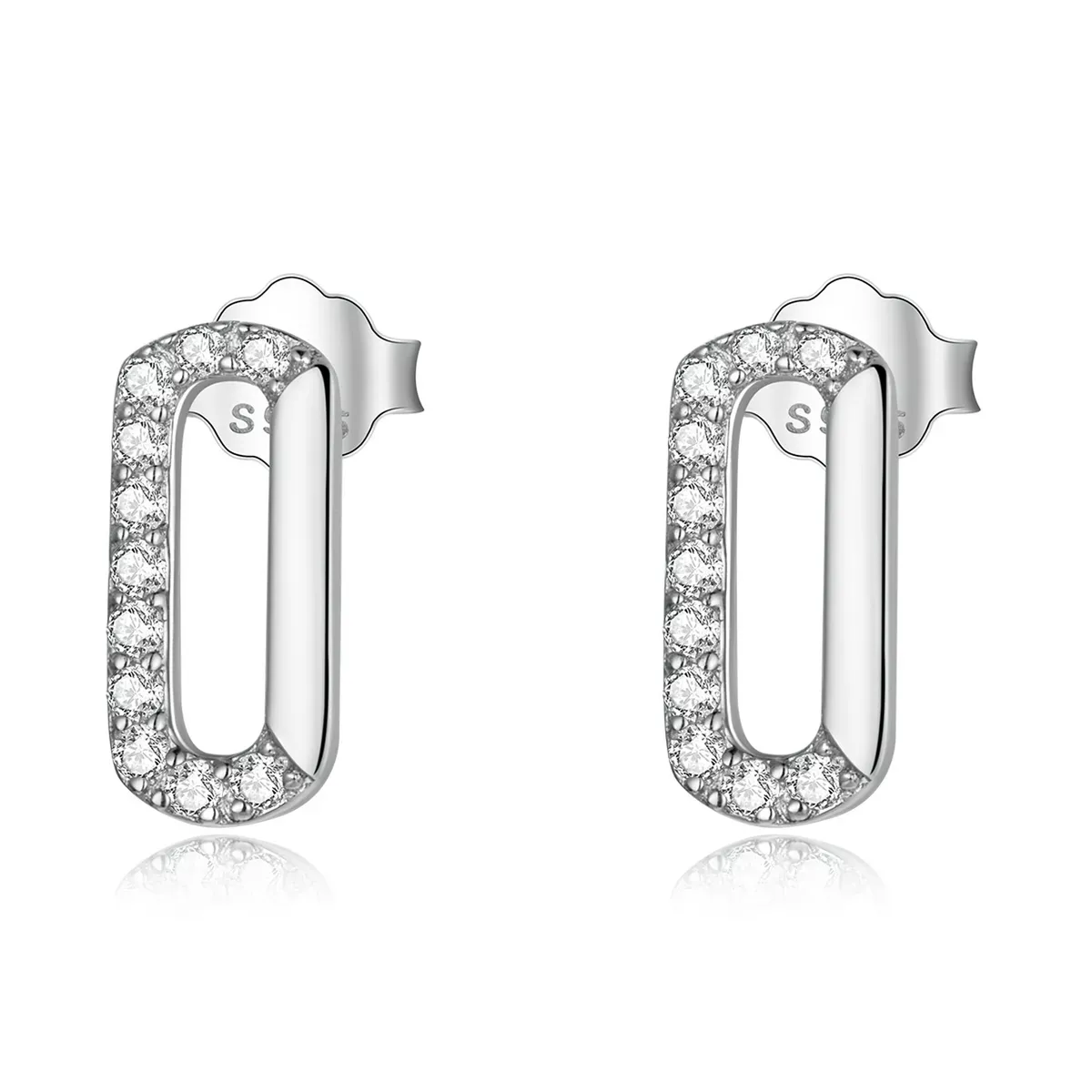 Pandora Style Mini Paper Clip Stud Earrings - SCE1330