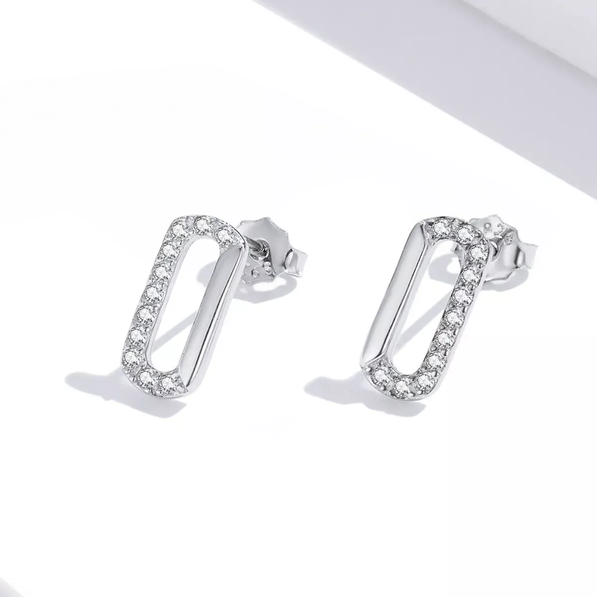 Pandora Style Mini Paper Clip Stud Earrings - SCE1330