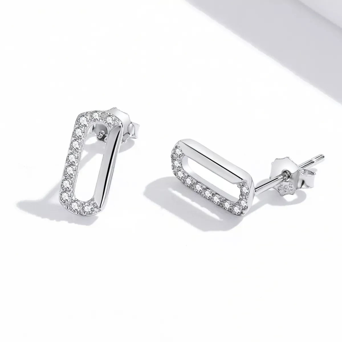 Pandora Style Mini Paper Clip Stud Earrings - SCE1330