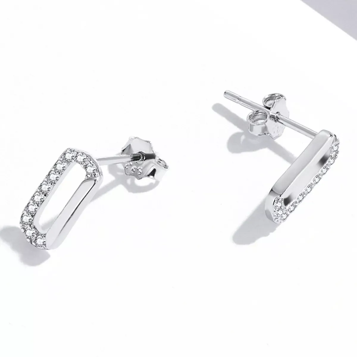 Pandora Style Mini Paper Clip Stud Earrings - SCE1330