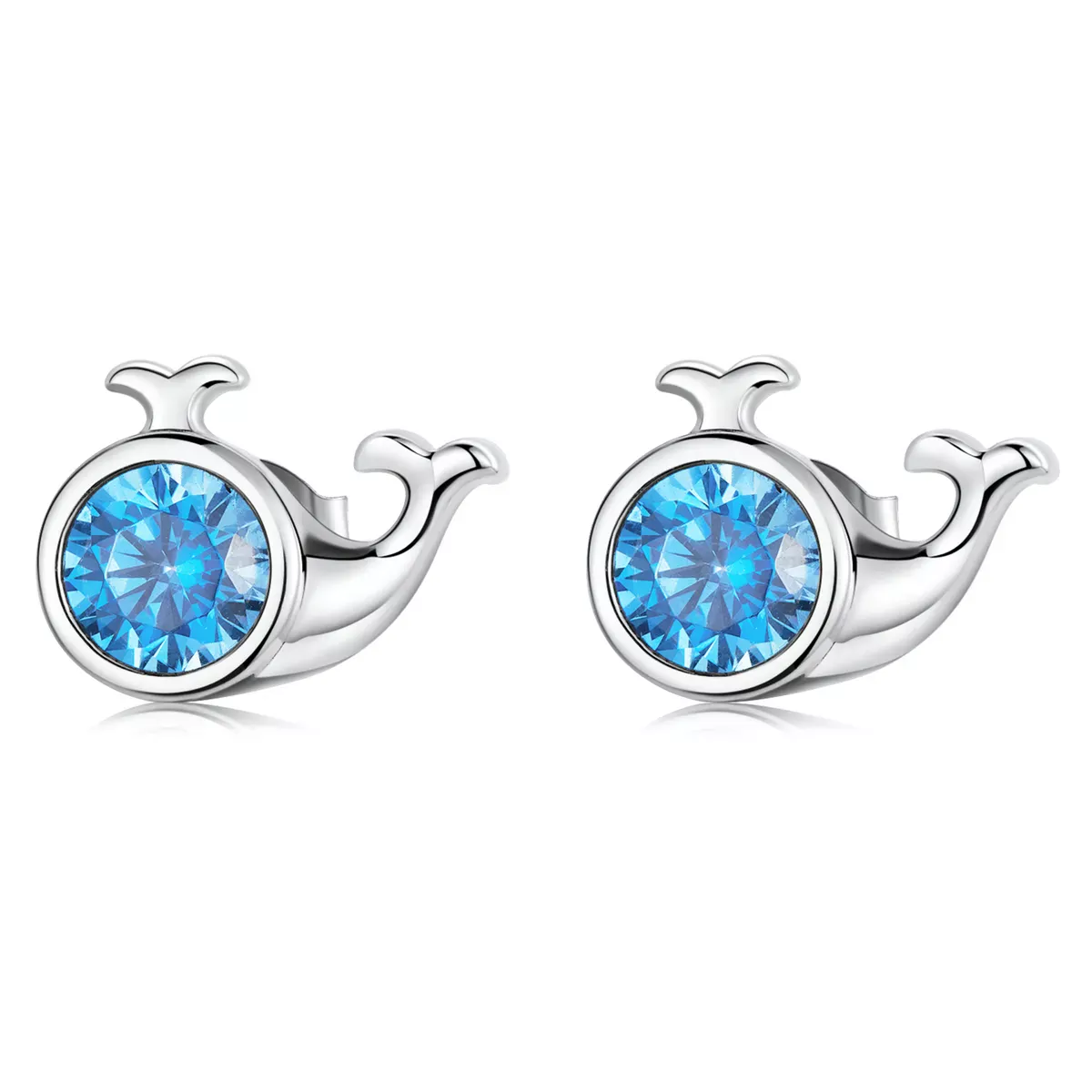 Pandora Style Mini Whale Stud Earrings - SCE1366
