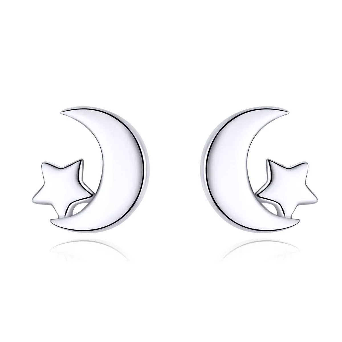 Pandora Style Moon and Stars Stud Earrings - SCE726 Pandora Style Moon and Stars Stud Earrings - SCE726