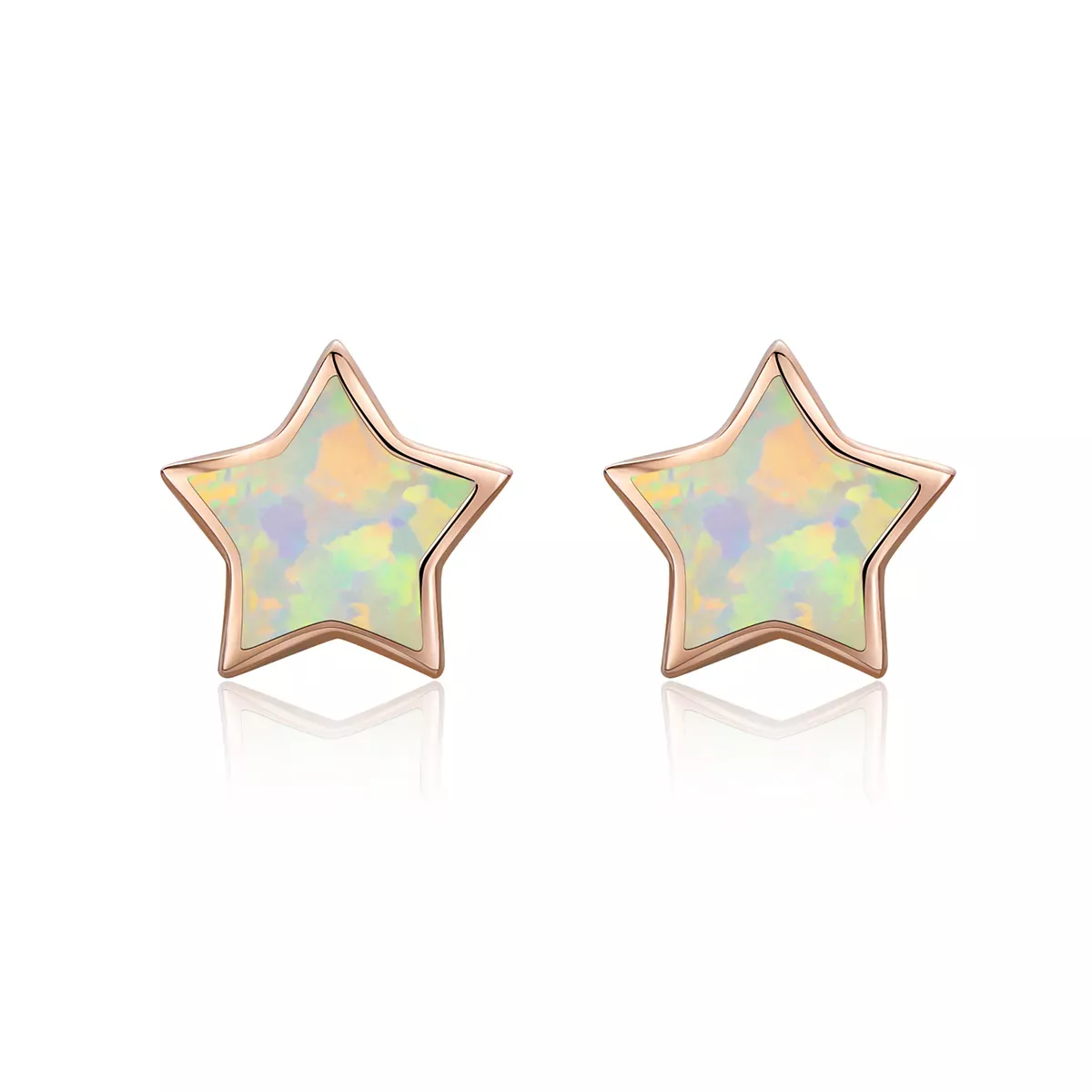 Pandora Style Opal Pentagram Stud Earrings - SCE674