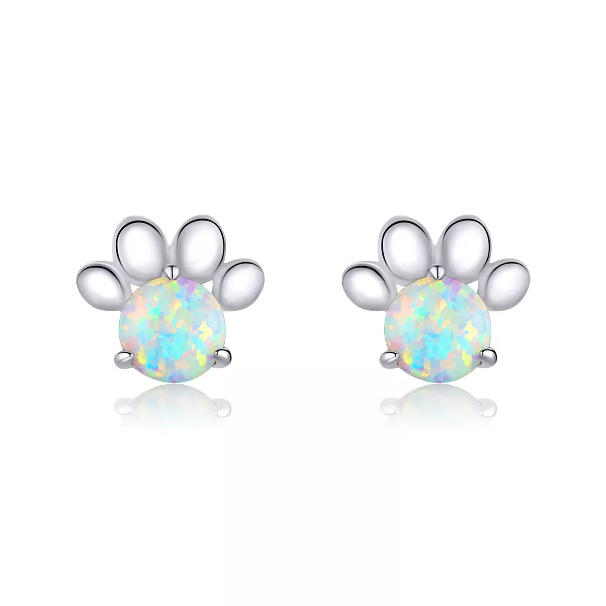 Pandora Style Opal Pet Seal Stud Earrings - BSE346